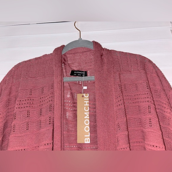 Mauve Textured Patchwork Ruffle Trim Cardigan - Picture 5 of 5